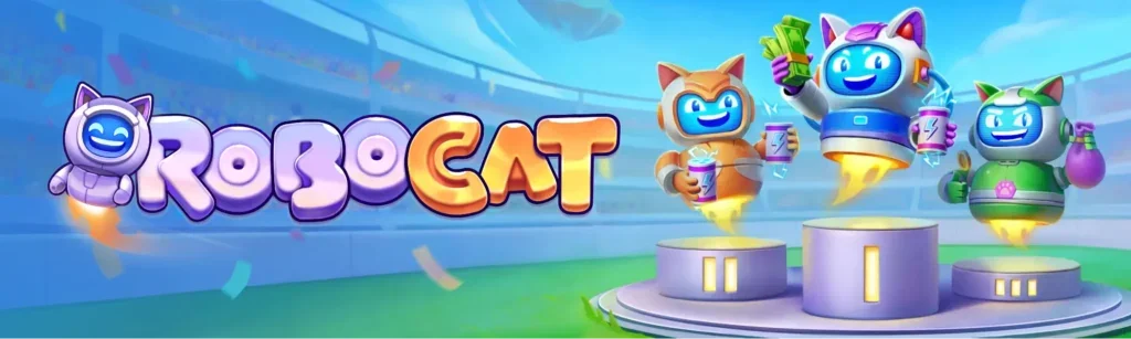 RoboCat kaszinó banner a legjobb nyerőgépekkel és bónuszokkal